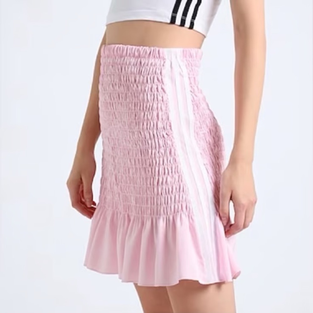 adidas Light Pink Smocked A-Line Skirt